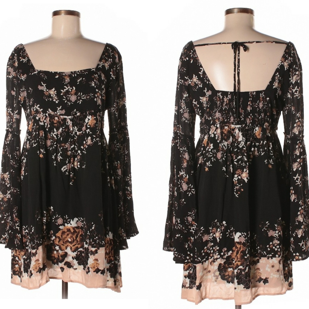 Free People Black Floral Dress